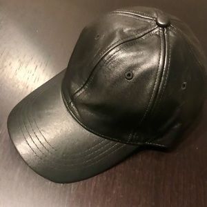 Black Vegan leather baseball hat